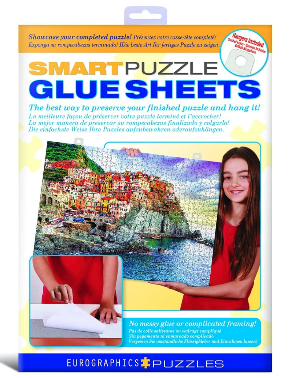 Simply cut your sheet to size and stick your puzzle pieces on this specially-made glue paper. 