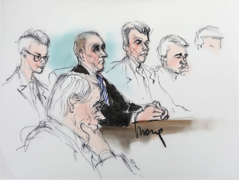 British cave diver Vernon Unsworth is shown in a courtroom drawing during the trial in a defamation case in which he is suing Tesla chief executive Elon Musk, in Los Angeles, California