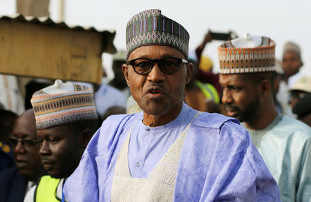 Nigerian President Muhammadu Buhari arrives to cast a vote in Nigeria's presidential election at a polling station in Daura, Katsina State, Nigeria, February 23, 2019. REUTERS/Afolabi Sotunde