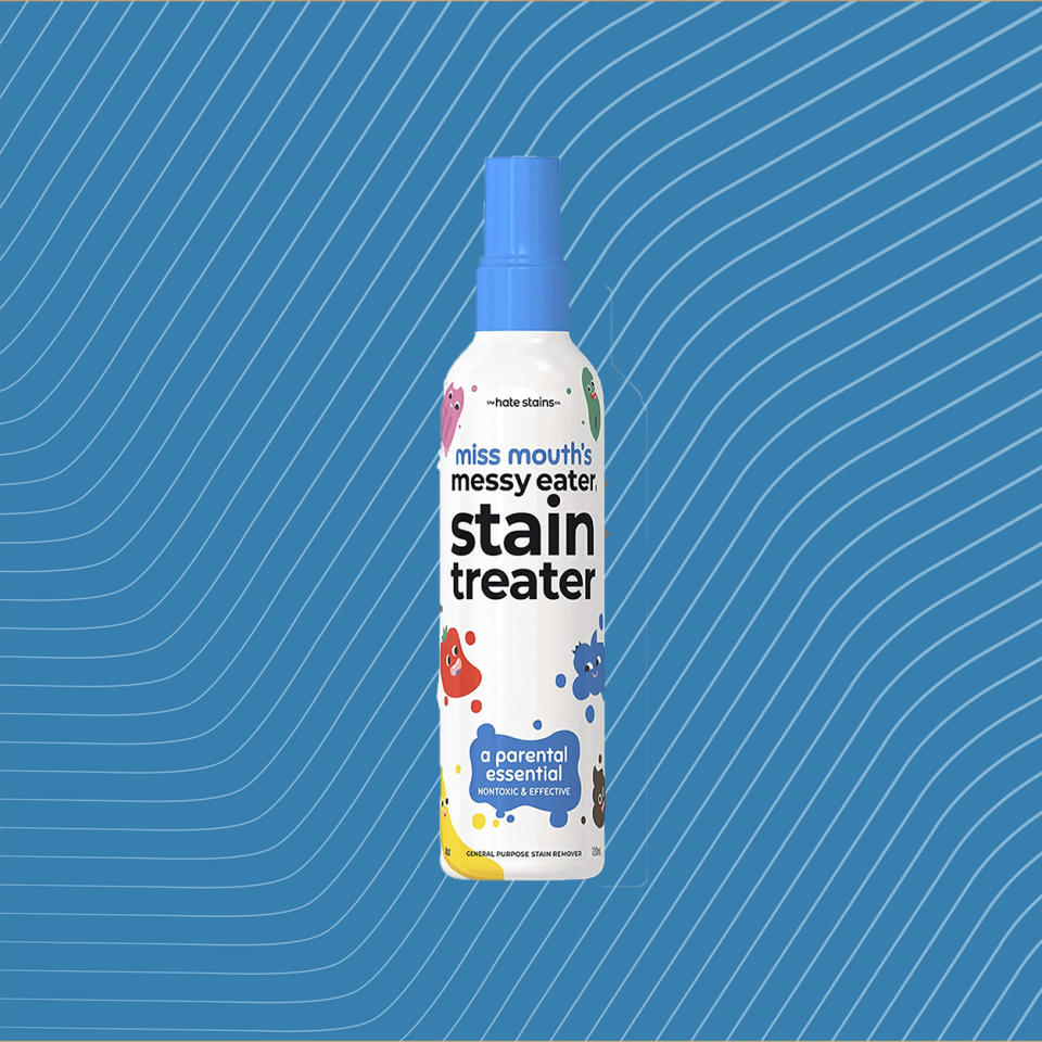 Hate Stains Miss Mouth's stain treater over blue background