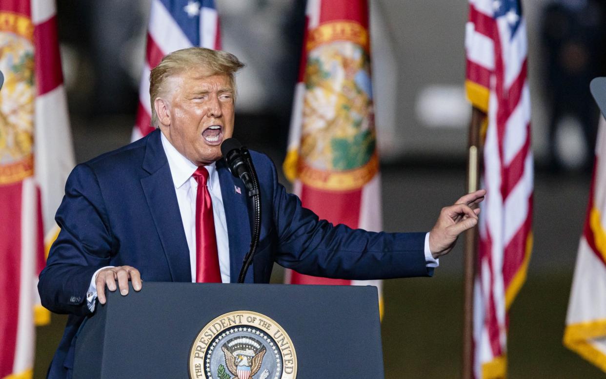 Donald Trump speaks during a campaign rally in Pensacola, Florida - DAN ANDERSON/EPA-EFE/Shutterstock