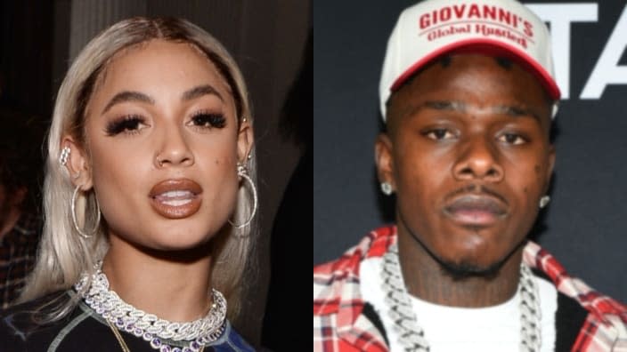 The drama between singer DaniLeigh (left) and rapper DaBaby (right), who have a daughter together, has been playing out on social media. (Photos: Daniel Boczarski/Getty Images and Marcus Ingram/Getty Images)