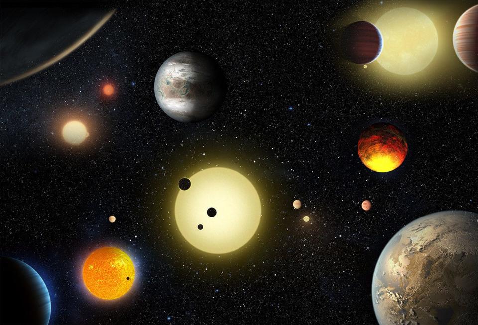 Eine künstlerische Illustration von Exoplaneten. - Copyright: NASA/W. Stenzel