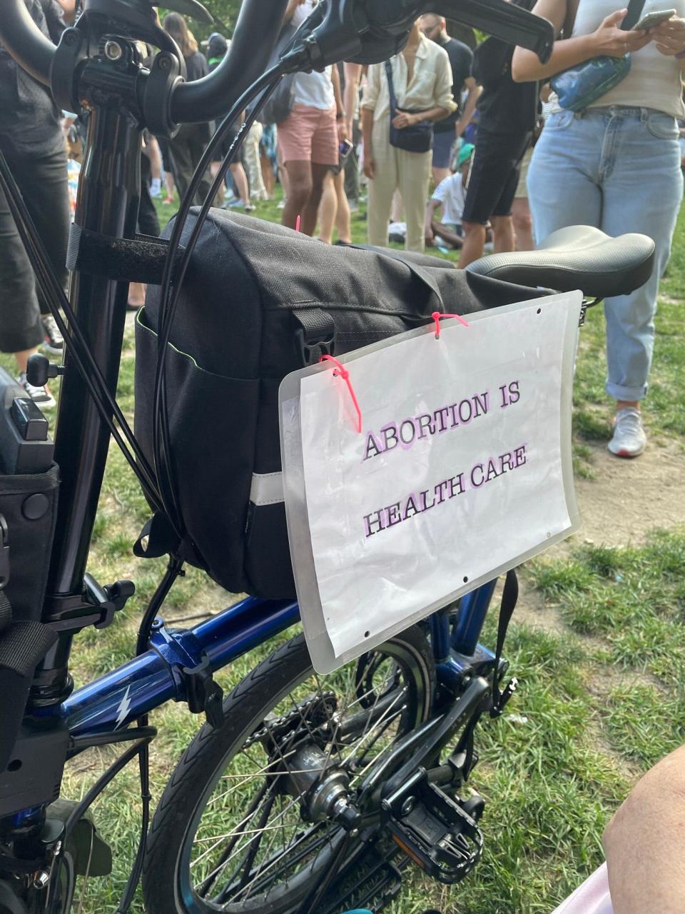 A photo of one of the last-minute signs Piglet Evans made for the protest after realizing her old protest sign saying "Keep Abortion Legal" was suddenly rendered useless since Roe v. Wade was struck down.