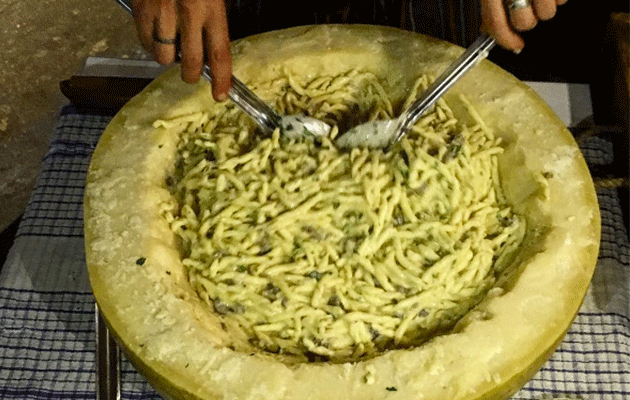 Flaming strozzapreti pasta wheel at SMC. Photo: Instagram