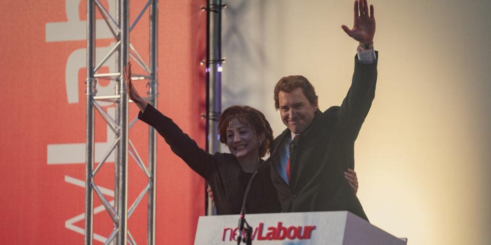 Lydia Leonard as Cherie Blair and Bertie Carvel as Tony Blair in The Crown (Keith Bernstein)