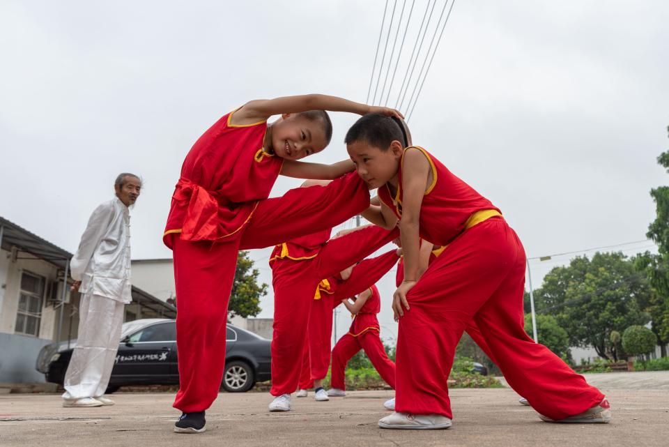 Chinese kids learning martial arts