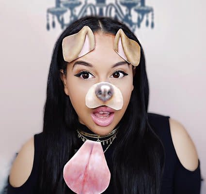  The trend for turning yourself into a real life Snapchat filter is everywhere at the moment, but if you don’t have the makeup skills to create the look on your own skin, just print out the ears, the nose and the long tongue and stick them on instead.