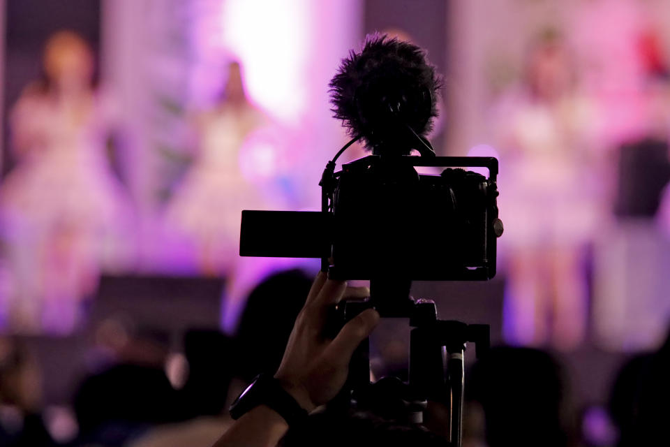 Closeup of a camera being operated