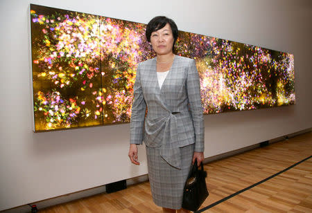 Akie Abe, wife of Japanese Prime Minister Shinzo Abe, walks past an installation from a Japanese artist while visiting the Art Gallery of New South Wales in Sydney, Australia, January 14, 2017. REUTERS/Rick Rycroft/POOL