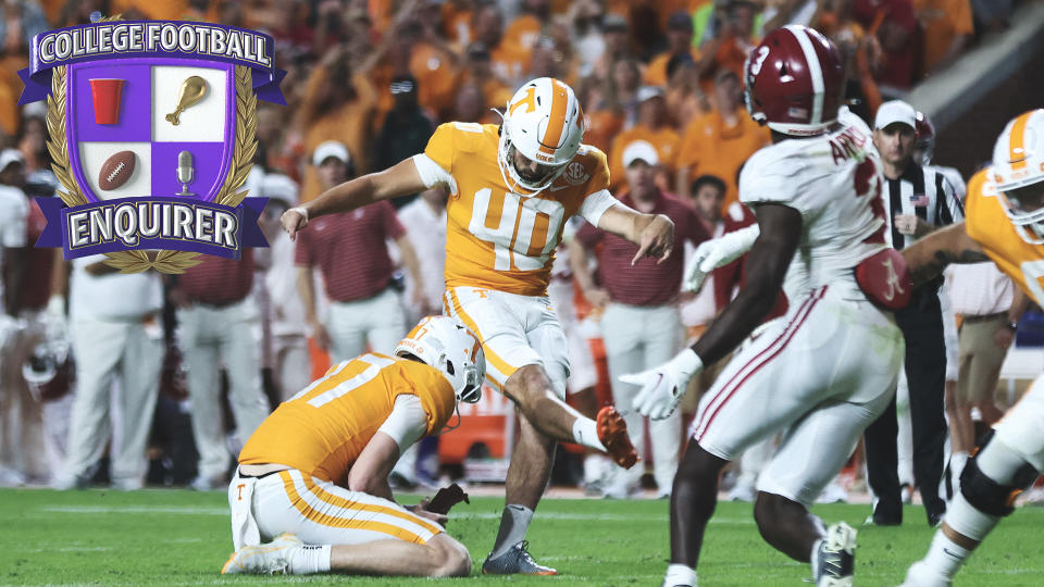 Tennessee Volunteers place kicker Chase McGrath kicks the game winning field goal vs Alabama
Randy Sartin-USA TODAY Sports