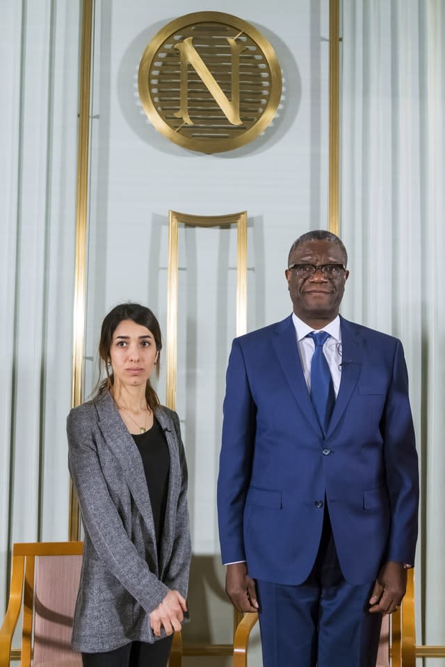 Nadia Murad, left, and Dr Denis Mukwege