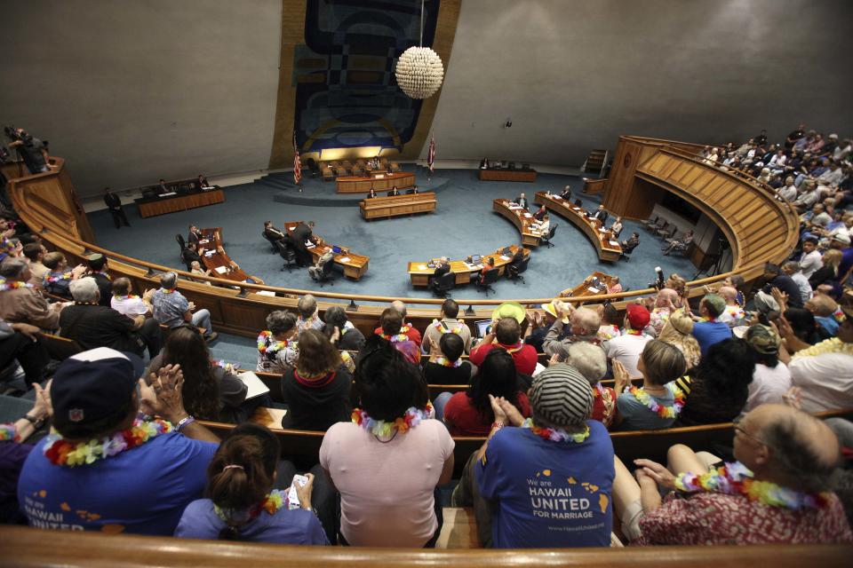 The Hawaii State Senate convenes to approve the bill allowing same sex marriage to be legal in the state of Hawaii in Honolulu