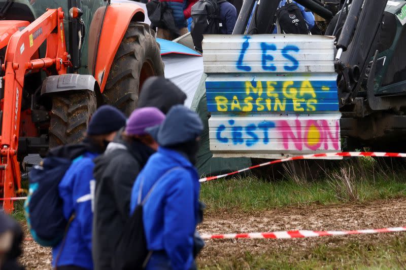 People demonstrate against agro industry water 'mega-basins' near Sainte-Soline