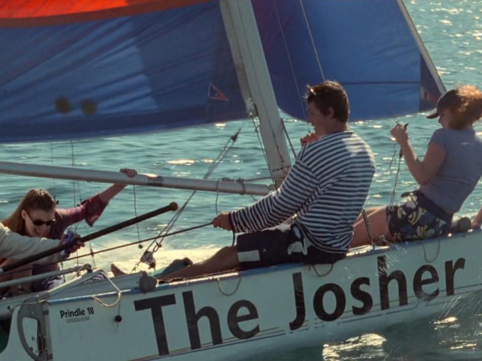 scene on josh's boat during the beach party in princess diaries