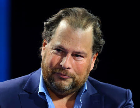 Marc Benioff, chairman and CEO of Salesforce, speaks at the WSJD Live conference in Laguna Beach, California, U.S., October 26, 2016. REUTERS/Mike Blake