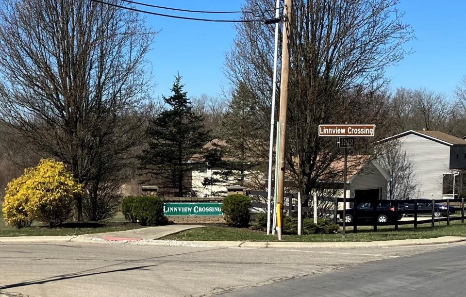 The entrance to the Linnview Crossing subdivision in Heath.