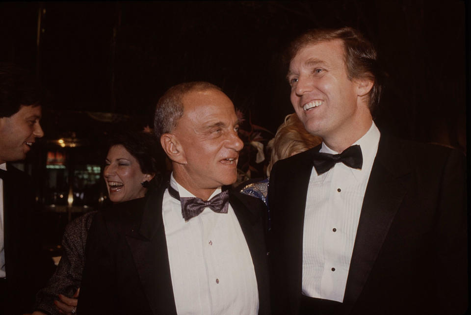 Roy Cohn (L) and Donald Trump attend the Trump Tower opening in October 1983 at The Trump Tower in New York City.<span class="copyright">Sonia Moskowitz—Getty Images</span>