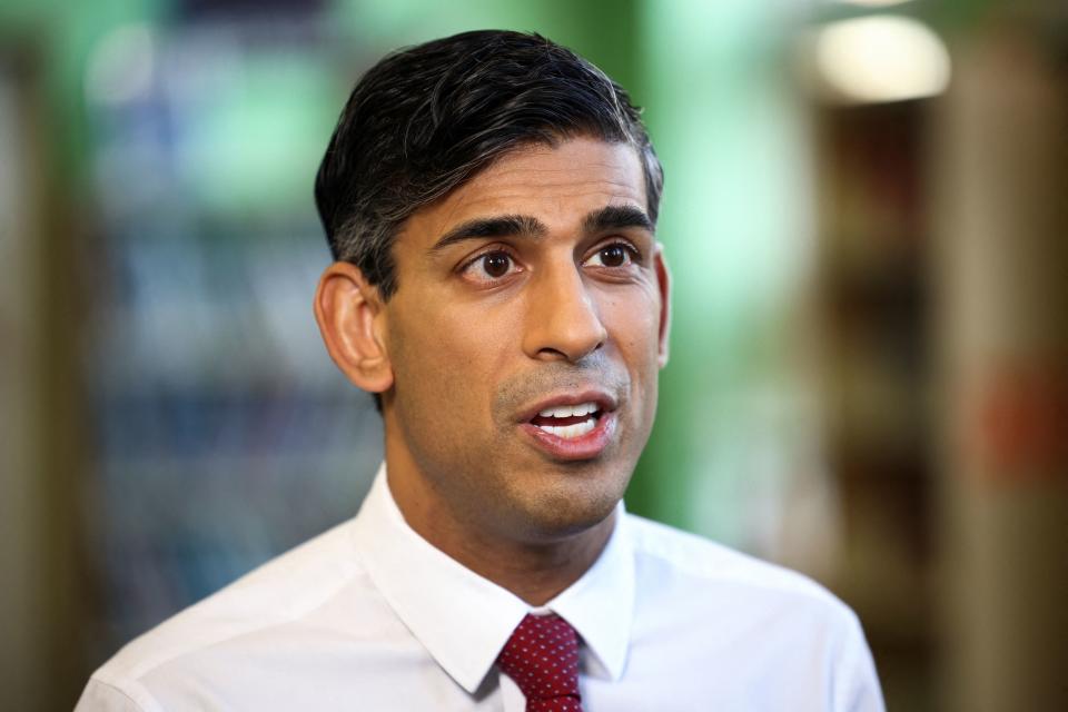 Britain's Prime Minister Rishi Sunak speaks during a televion media interview during his visit to Harris Academy secondary school in south west London on January 6, 2023. (Photo by HENRY NICHOLLS / POOL / AFP) (Photo by HENRY NICHOLLS/POOL/AFP via Getty Images)