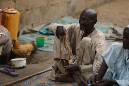 Octogenarian father of Bukar Abdulkadir seen at the IDP camp at Banki, Borno, Nigeria April 26, 2017. REUTERS/Afolabi Sotunde