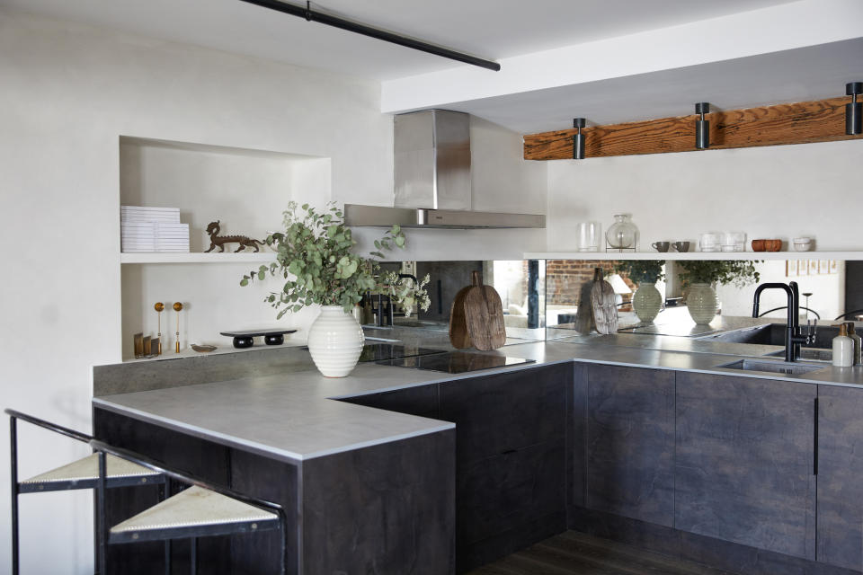 A stainless steel kitchen