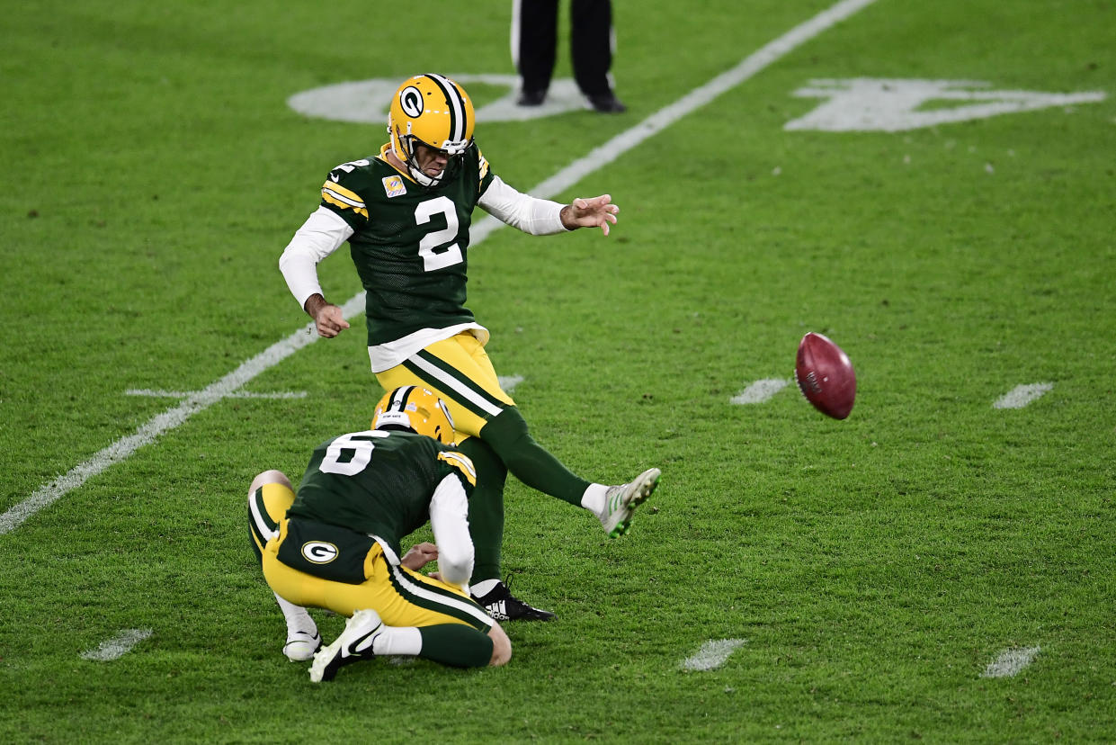 Mason Crosby #2 of the Green Bay Packers 