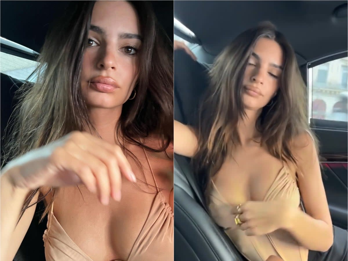 The model has been spotted without her wedding band and engagement ring (Emrata/Instagram)