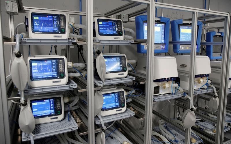 FILE PHOTO: Ventilators of Hamilton Medical AG are seen at a plant in Domat/Ems