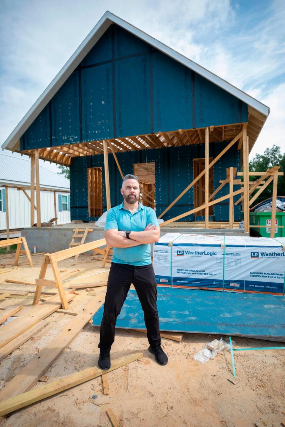 Josh Morgerman, a worldwide storm chaser who travels to the eye of hurricanes, is building a home in Old Town Bay St. Louis. The shotgun style house will have a New Orleans feel and will be built to withstand hurricane-force winds. Justin Mitchell/Sun Herald