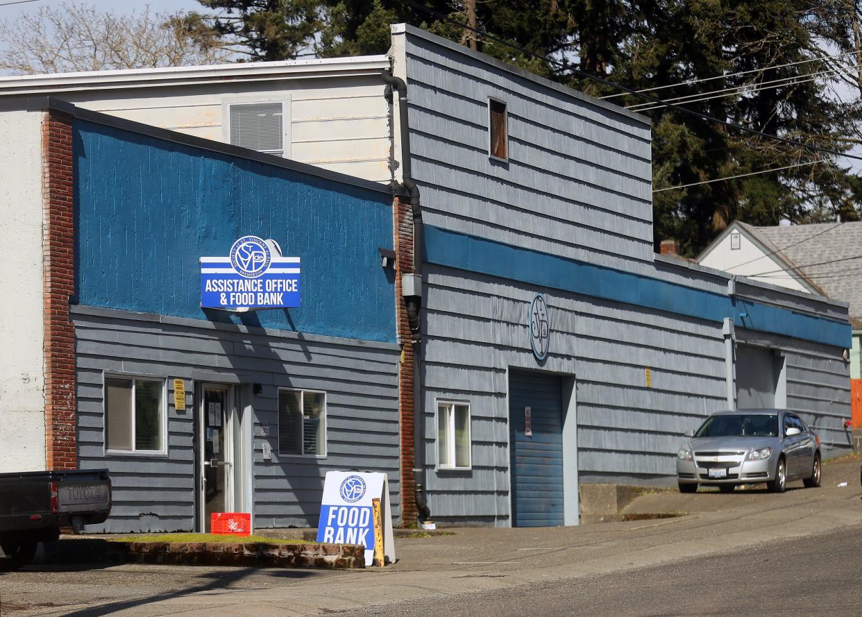 St. Vincent DePaul's assistance center and food bank on Callow in Bremerton will be demolished in future years as part of a $115 million redevelopment project to bring a new food bank and resource center, an apartment complex and more to the block.
