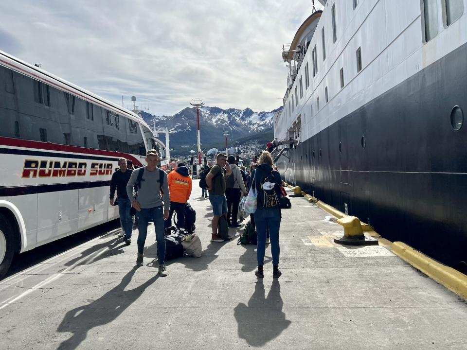 Boarding the ship in Ushuaia.