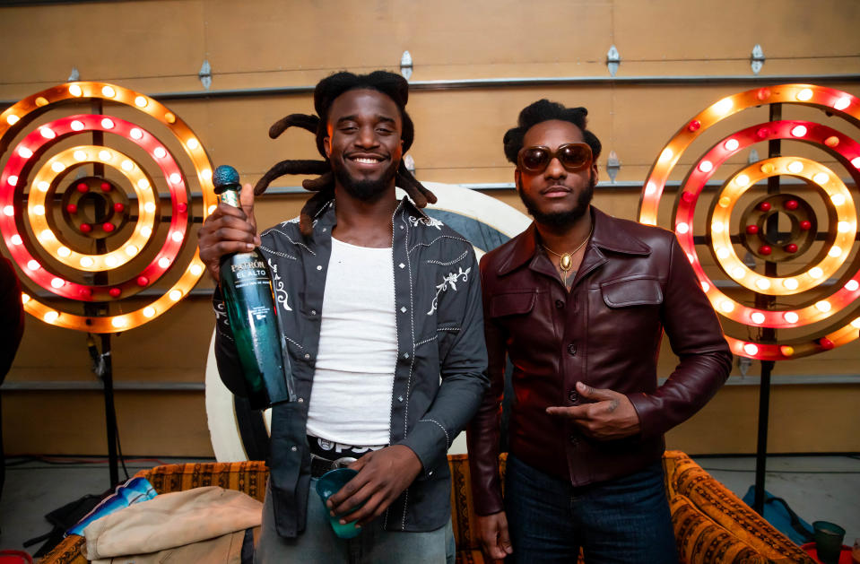 Leon Bridges and Shaboozey kick off Stagecoach weekend at the PATRÓN EL ALTO MIDNIGHT COWBOY late-night celebration, hosted at the Gallery Desert House on April 26, 2024.