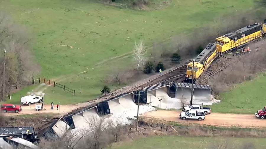 Train derailment in Lincoln County. Photo courtesy KFOR.