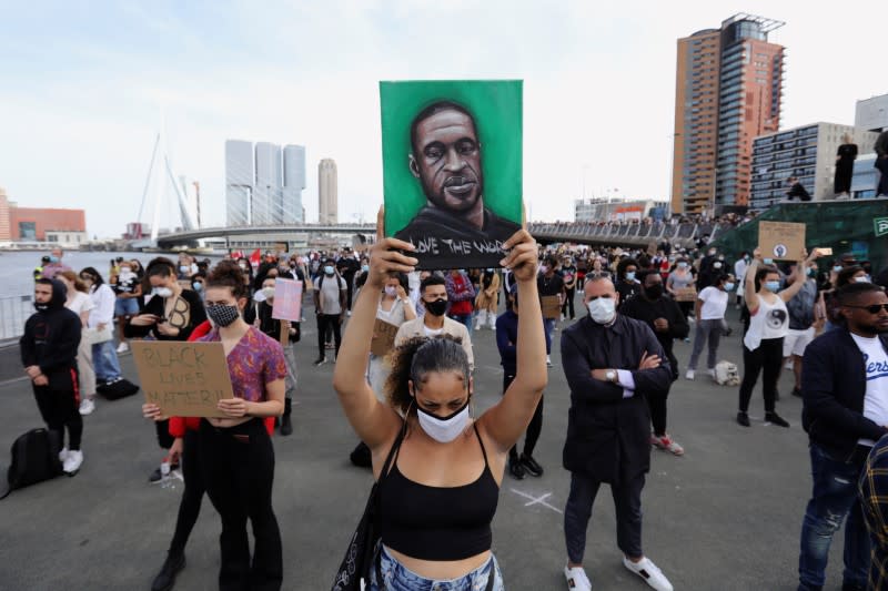 Protest against the death of George Floyd, in Rotterdam