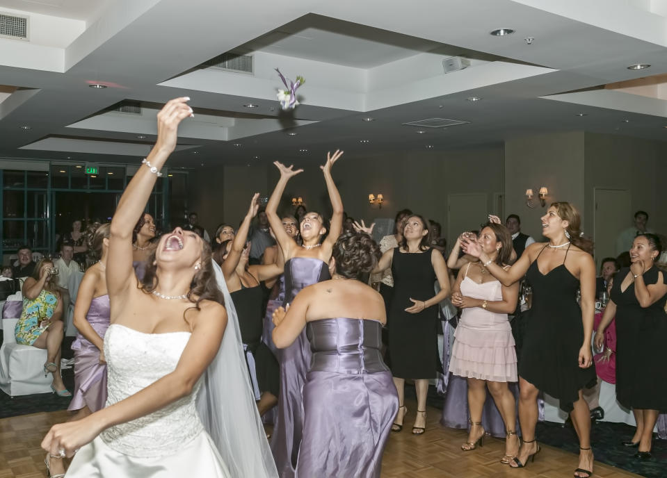 The bridal bouquet toss is declining in popularity. (Getty Images)