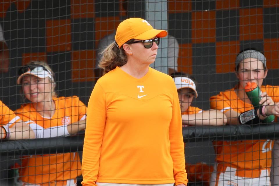 Karen Weekly. 2022 University of Tennessee Lady Vols' softball at Sherri Parker Lee Stadium in Knoxville, Tennessee. Photo by Dan Harralson, Vols Wire