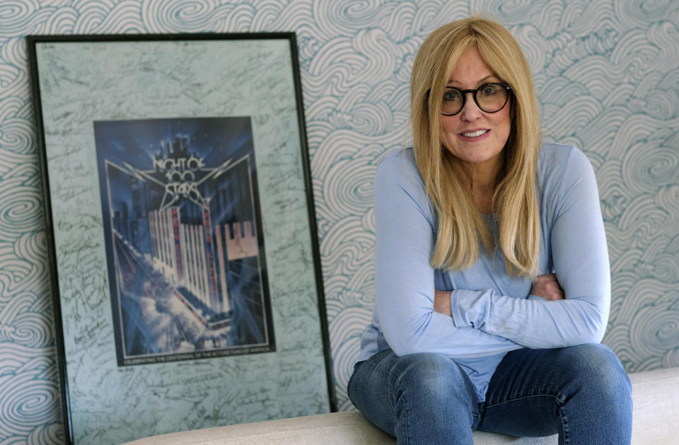 Maggie Barrett Caulfield, talent producer for the 27th Screen Actors Guild Awards, poses for a portrait at her home on March 26, 2021, in Newport Beach, Calif. The 27th SAG Awards will be held on Sunday, April 4. (AP Photo/Chris Pizzello)