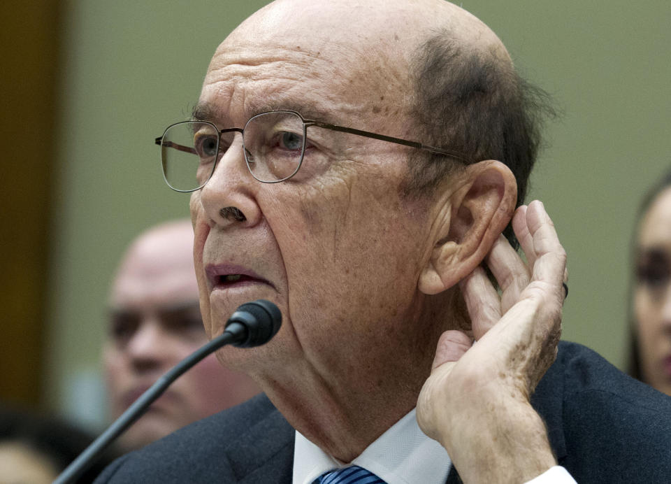 Commerce Secretary Wilbur Ross testifies during the House Oversight Committee hearing on Capitol Hill in Washington, Thursday, March 14, 2019. (Photo: Jose Luis Magana/AP)