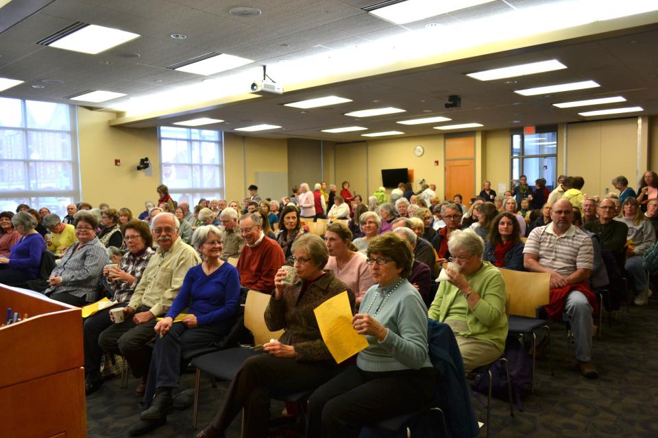 Members of the Greater Iowa City community turn out for Project GREEN's 2nd Sundays Garden Forum at the ICPL.