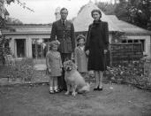 <p>Here, the Kents posed in the garden of the Buckinghamshire home, with Edward, his younger sister Princess Alexandra, and their dog Muff.</p>