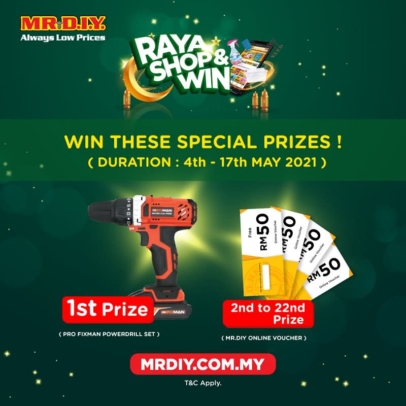 Shop at MR.DIY stores and win attractive prizes until May 17. ― Picture courtesy of MR.DIY