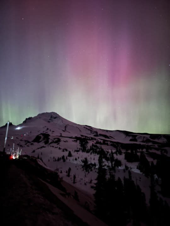 The Northern Lights from Timberline Lodge on May 11, 2024. (Courtesy: Leanna Grandi)