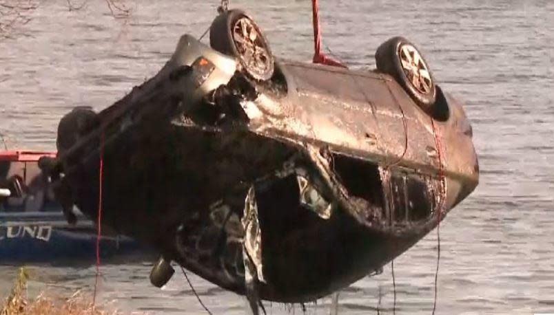 A team of cold case divers located a car in the Brazos River in Texas on Wednesday that matches the description of a vehicle driven by a woman who went missing more than four years ago.  / Credit: KWTX