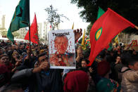 <p>Kurdish protesters hold flags during a protest in front of the Russian embassy in Beirut, Lebanon, Jan. 22, 2018. (Photo: Jamal Saidi/Reuters) </p>