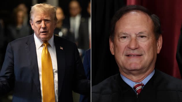 Photos show Donald Trump, left, and Samuel Alito.