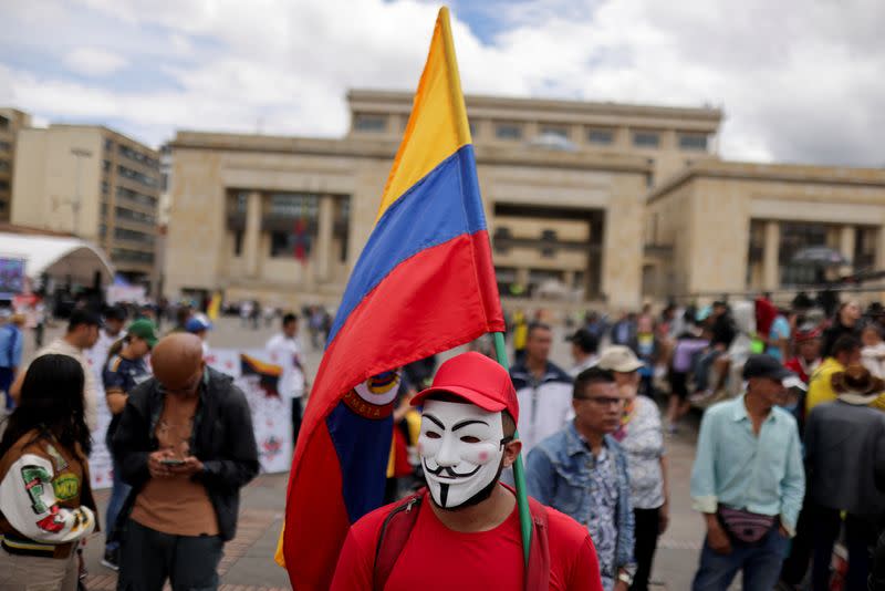 Supporters of Colombia's President Petro march in support of reforms proposed by his government, in Bogota