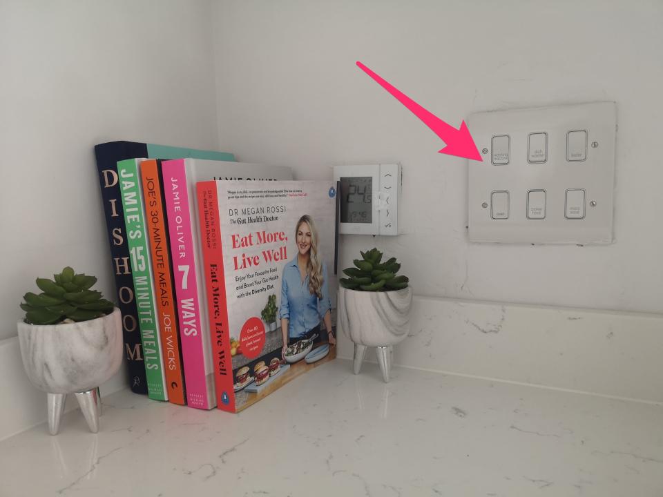 A custom-made switchboard controls the kitchen appliances.