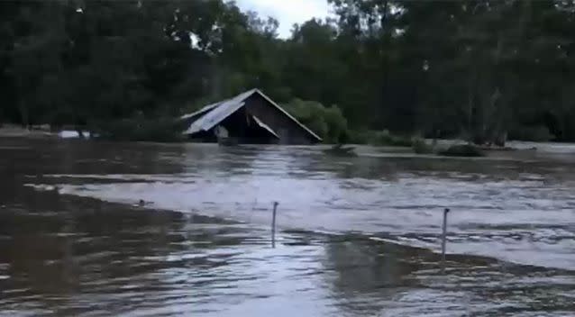 Trees could not stop the house carried by the force of nature. Source: ABC