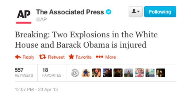 Look What the Hacked AP Tweet About White House Bombs Did to the Market