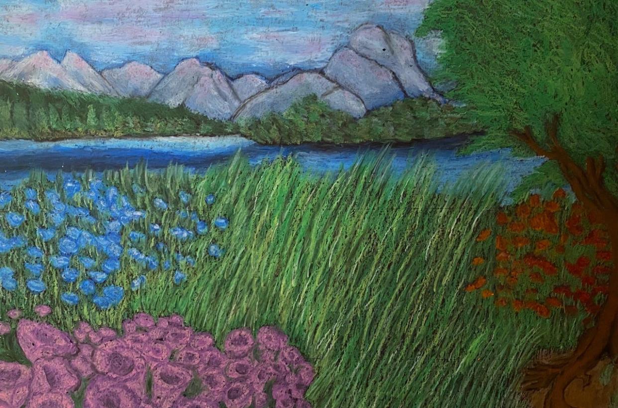 This image, called "The Field," by Mason Snyder of Edison Middle School, was part of the 2021 student art show at The Massillon Museum. The piece was an oil pastel.